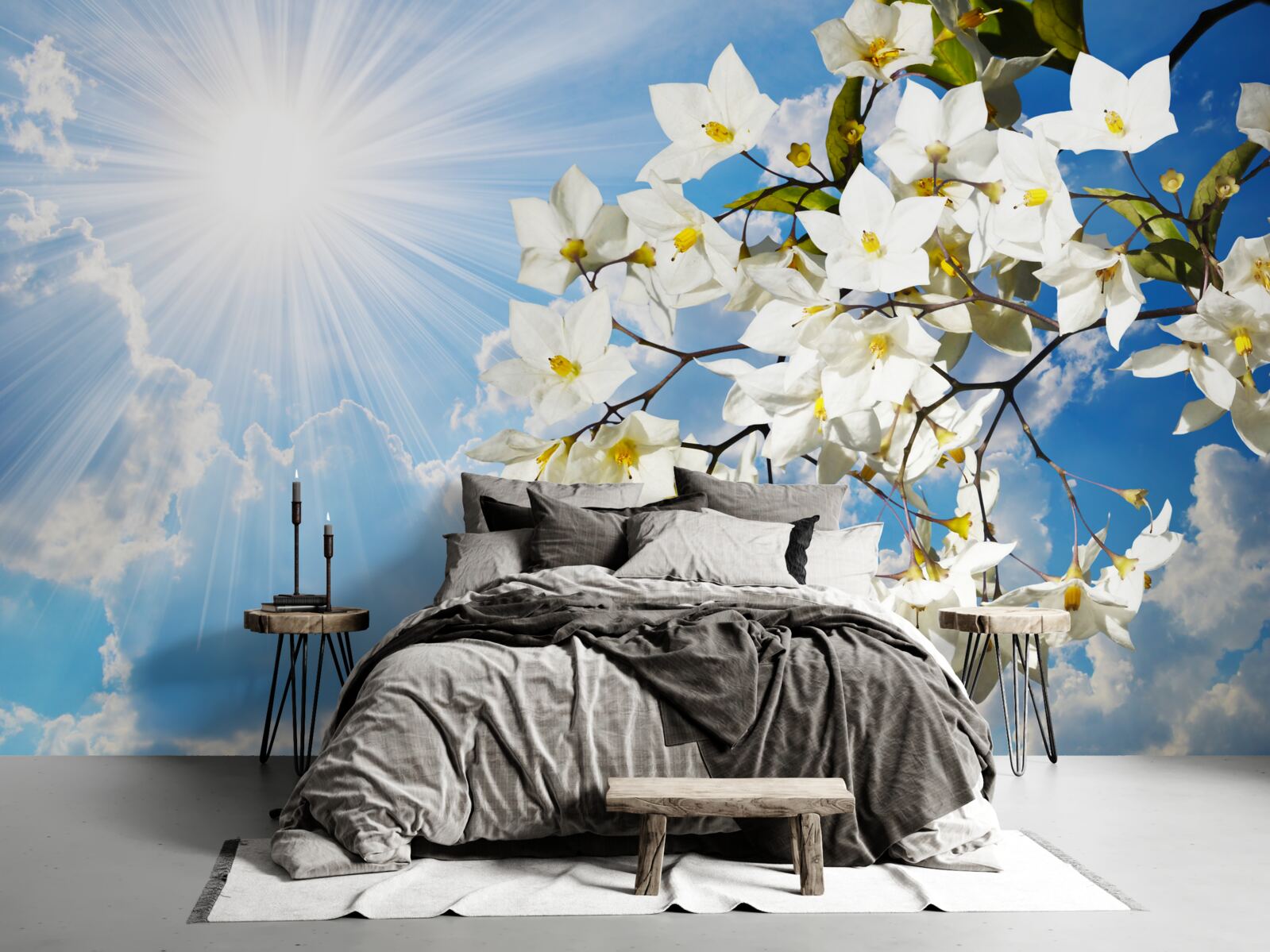 Fototapeta kvitnúca vetva snehobieleho jazmínu