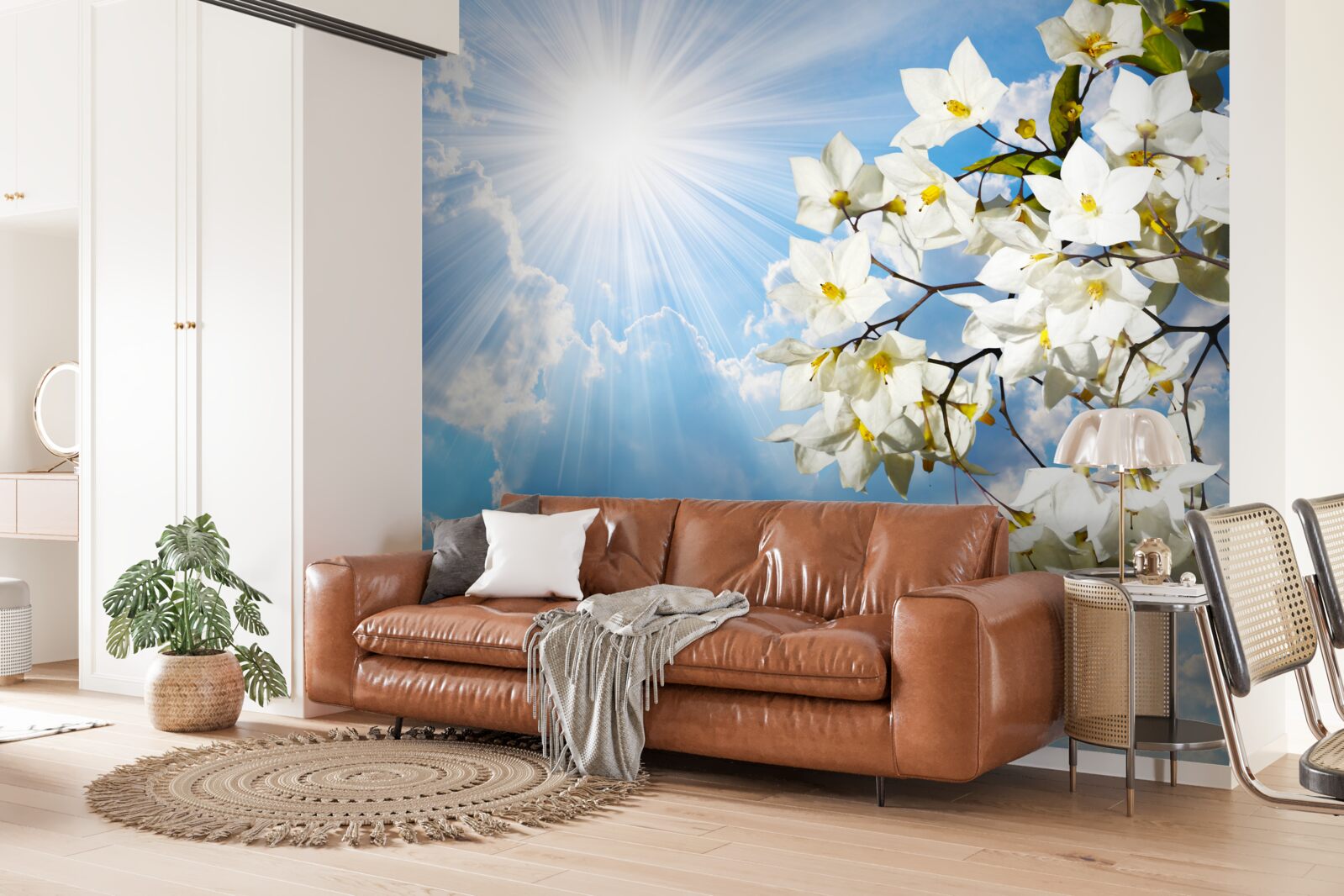 Fototapeta kvitnúca vetva snehobieleho jazmínu