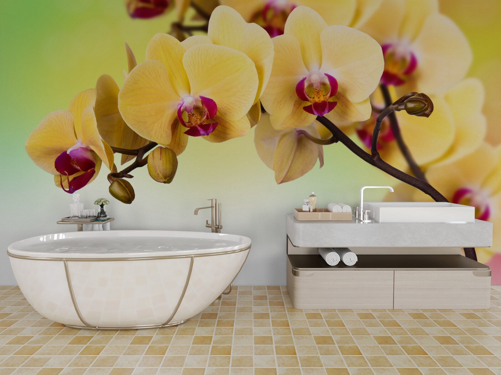 Fototapeta vetva žltej orchidey kvitnúce vo farbe