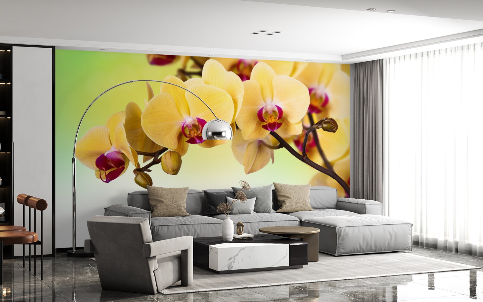 Fototapeta vetva žltej orchidey kvitnúce vo farbe