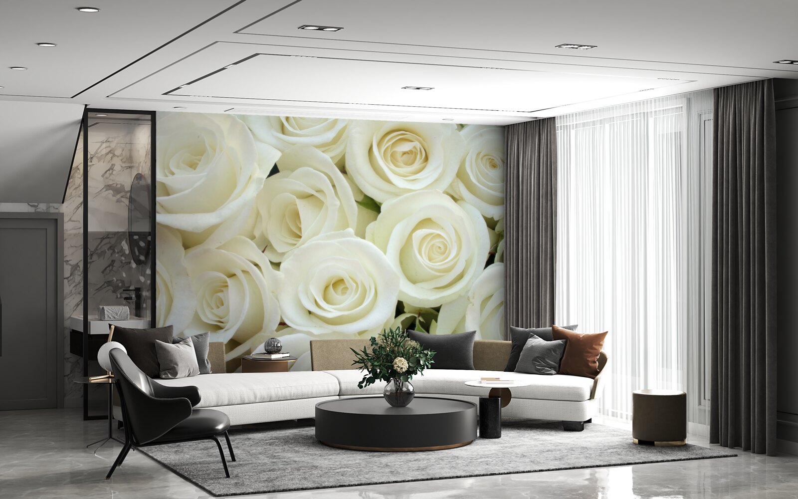 Fototapeta kytica obsahuje biele ruže