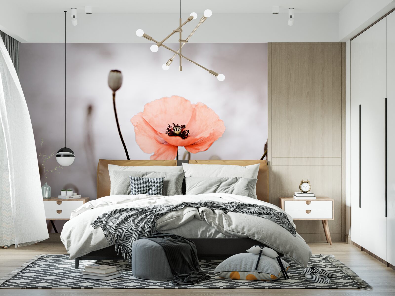 Fototapeta osamelý makový otvor v celej svojej ružovej kráse