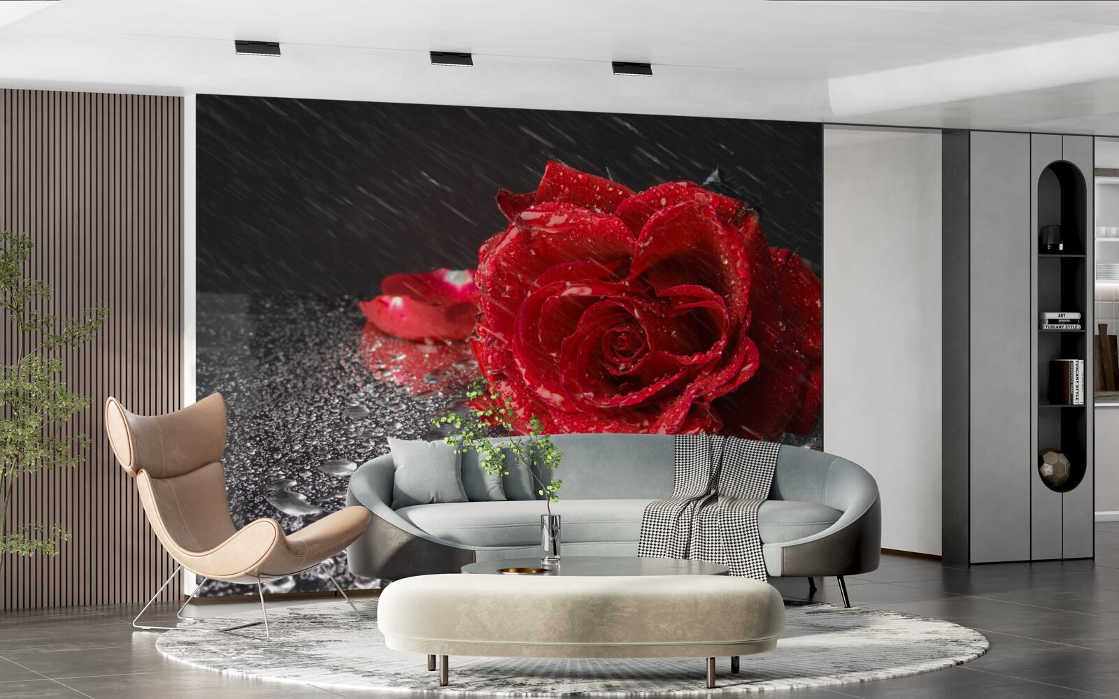 Fototapeta ruža v daždi, červená ako krv