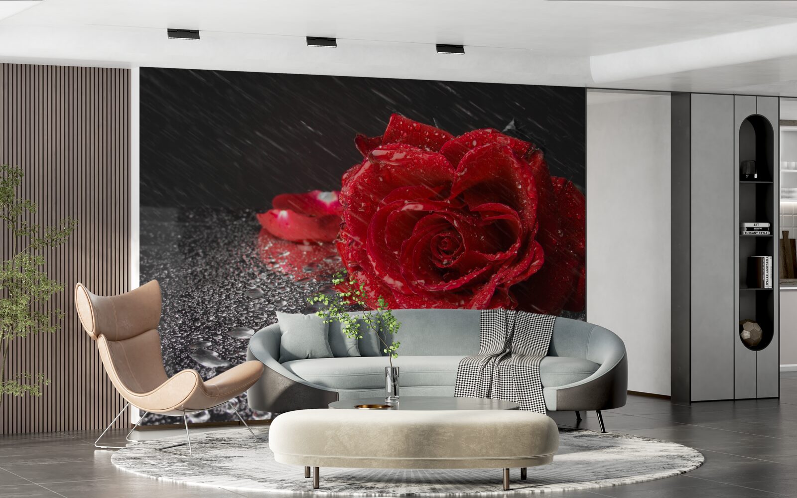 Fototapeta ruža v daždi, červená ako krv