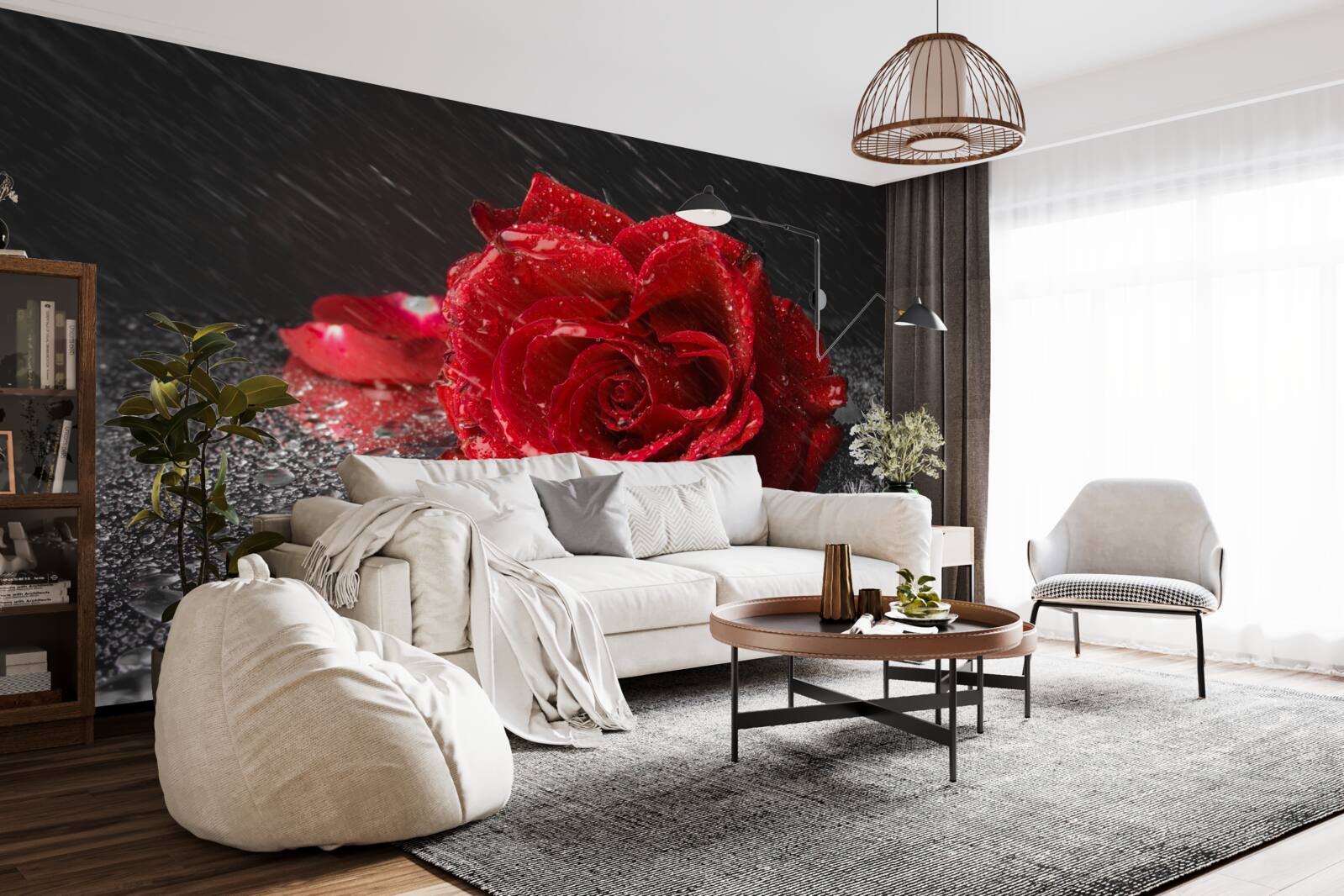 Fototapeta ruža v daždi, červená ako krv