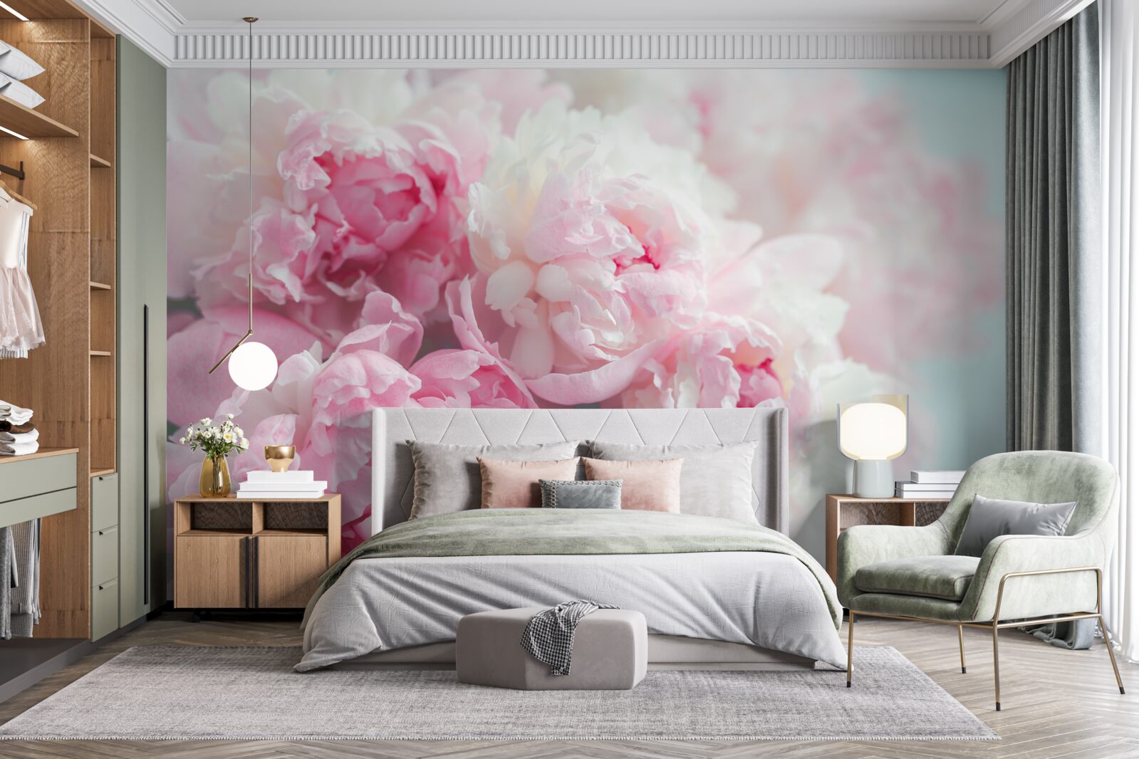 Fototapeta kytica jemných a pôvabných ružových pivoniek