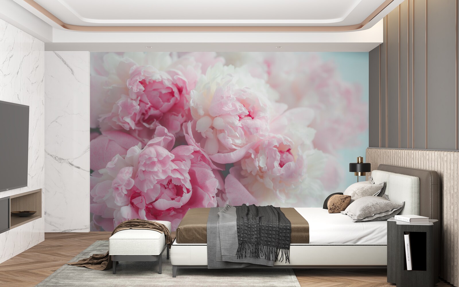 Fototapeta kytica jemných a pôvabných ružových pivoniek