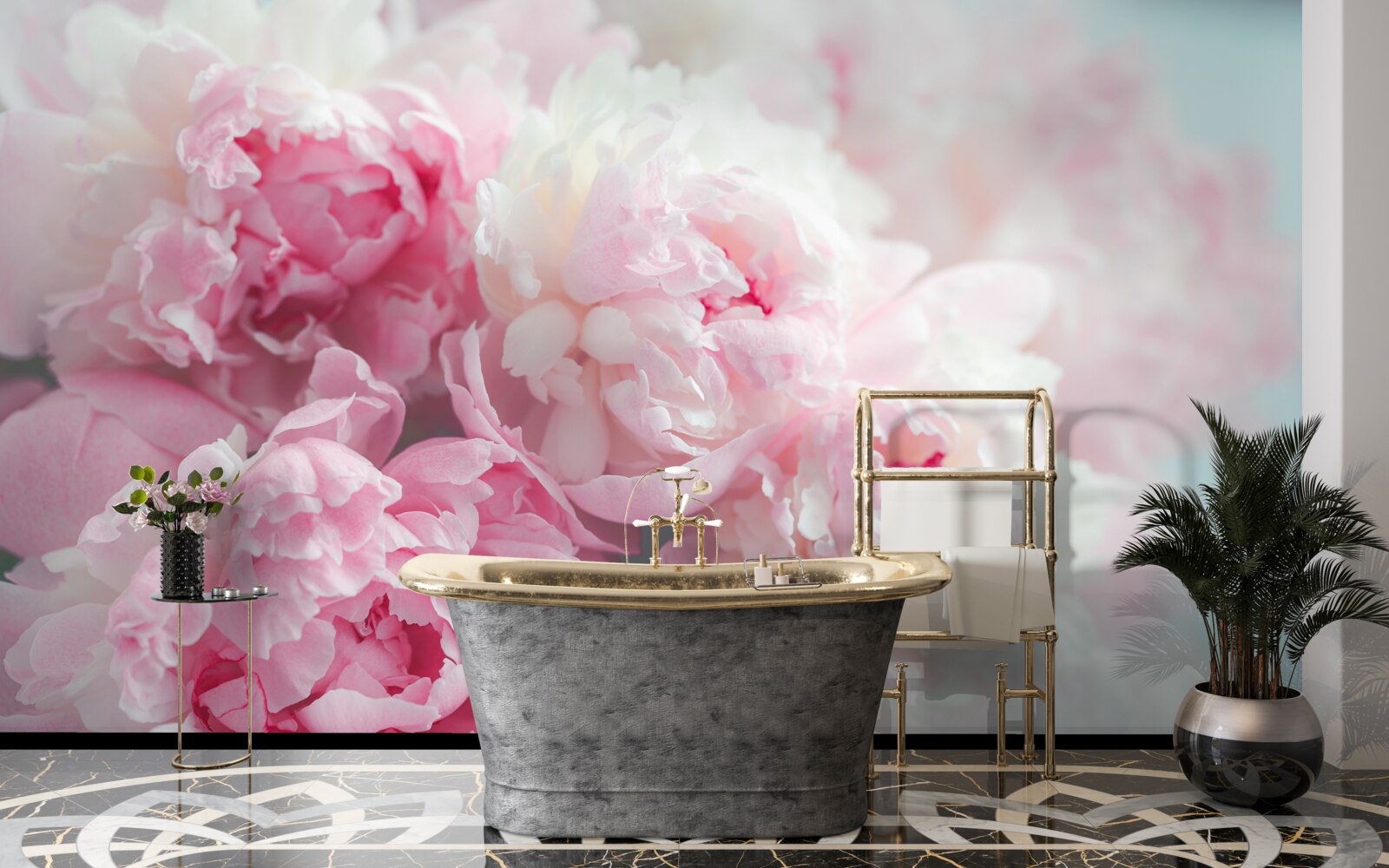 Fototapeta kytica jemných a pôvabných ružových pivoniek