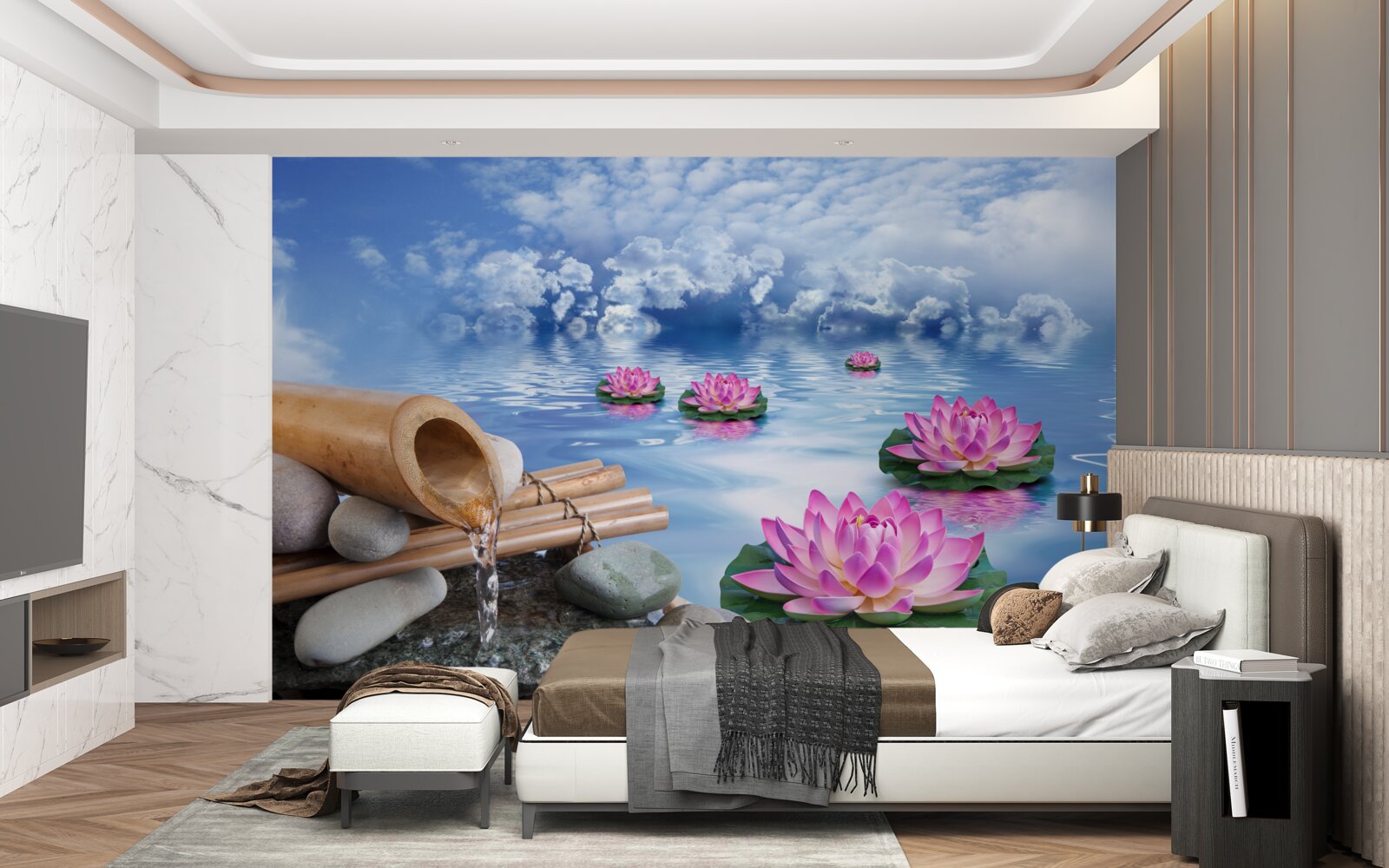 Fototapeta fialové lotosy plávajú na vode