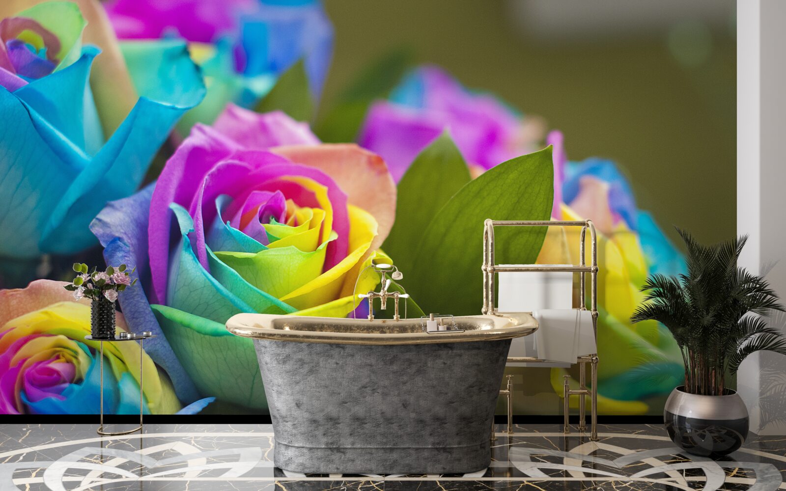 Fototapeta kytica obsahuje krásnu dúhovú ružu