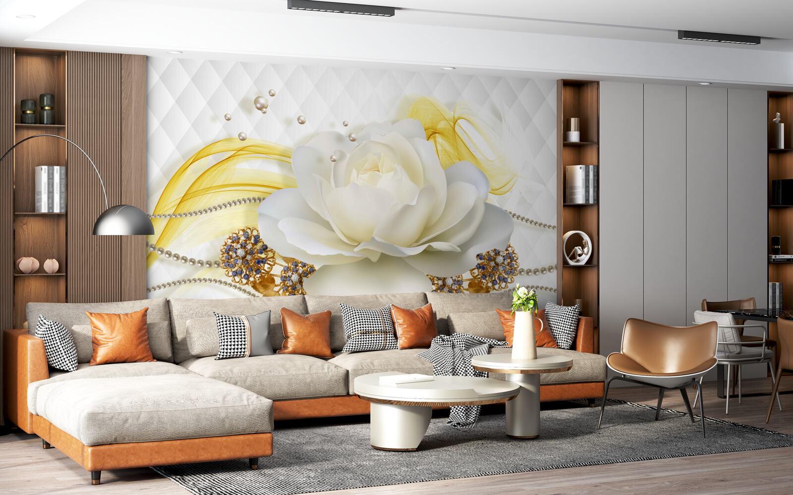 Fototapeta alabastrová ruža a kamienkové brošne