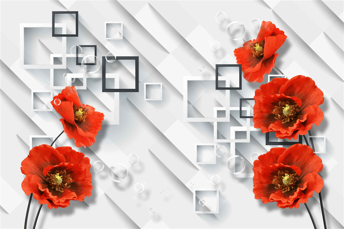 Fototapeta nádherné červené maky na nezvyčajnom pozadí