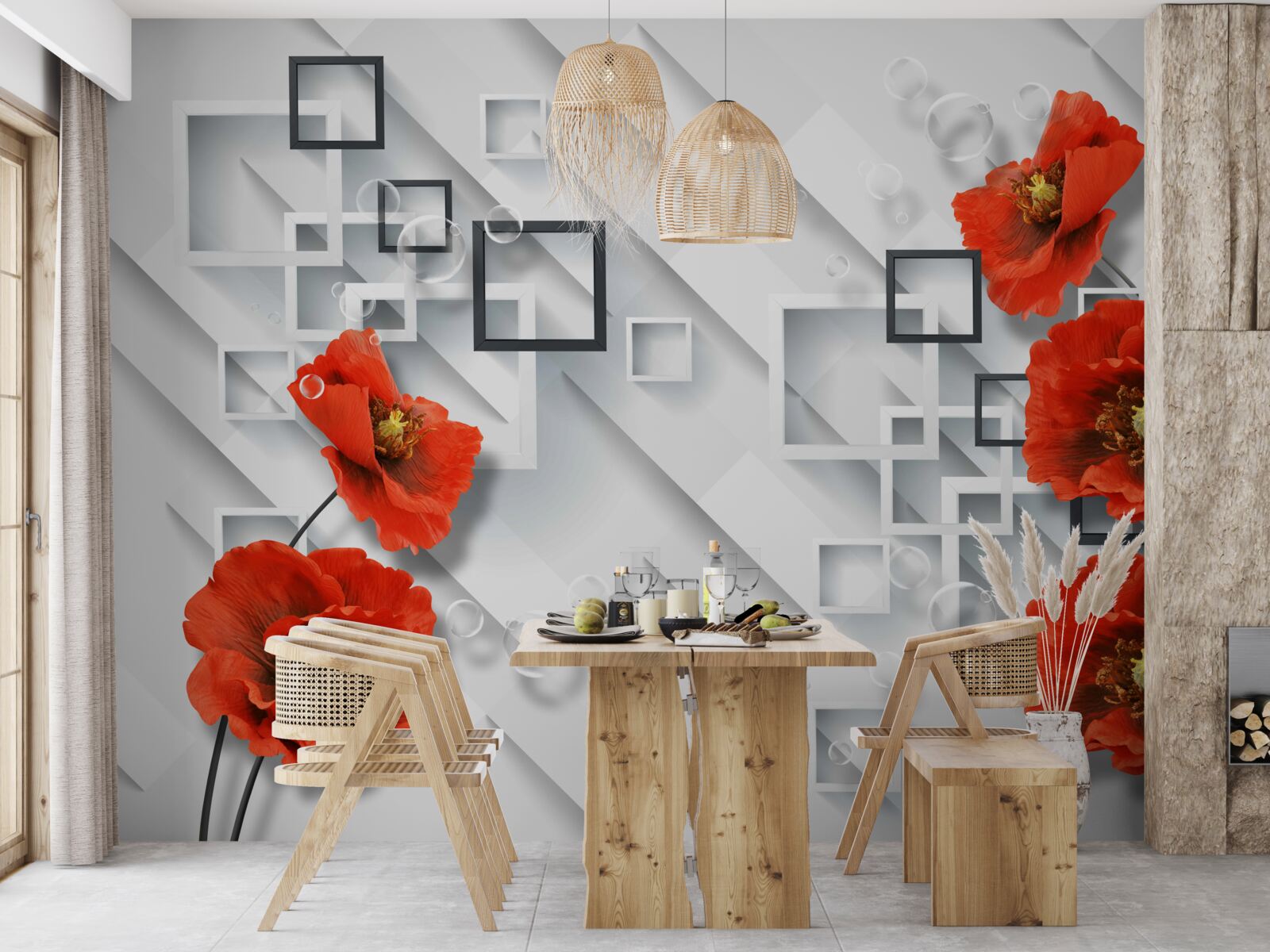 Fototapeta nádherné červené maky na nezvyčajnom pozadí