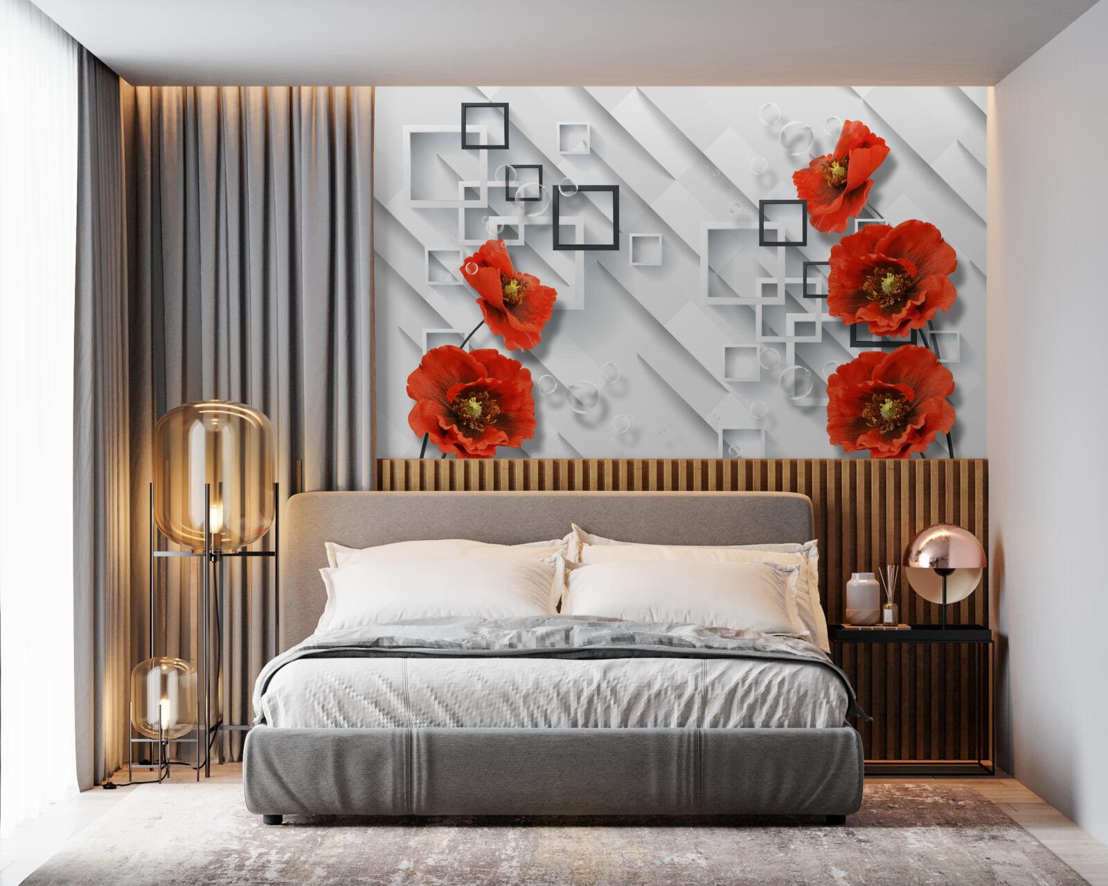 Fototapeta nádherné červené maky na nezvyčajnom pozadí