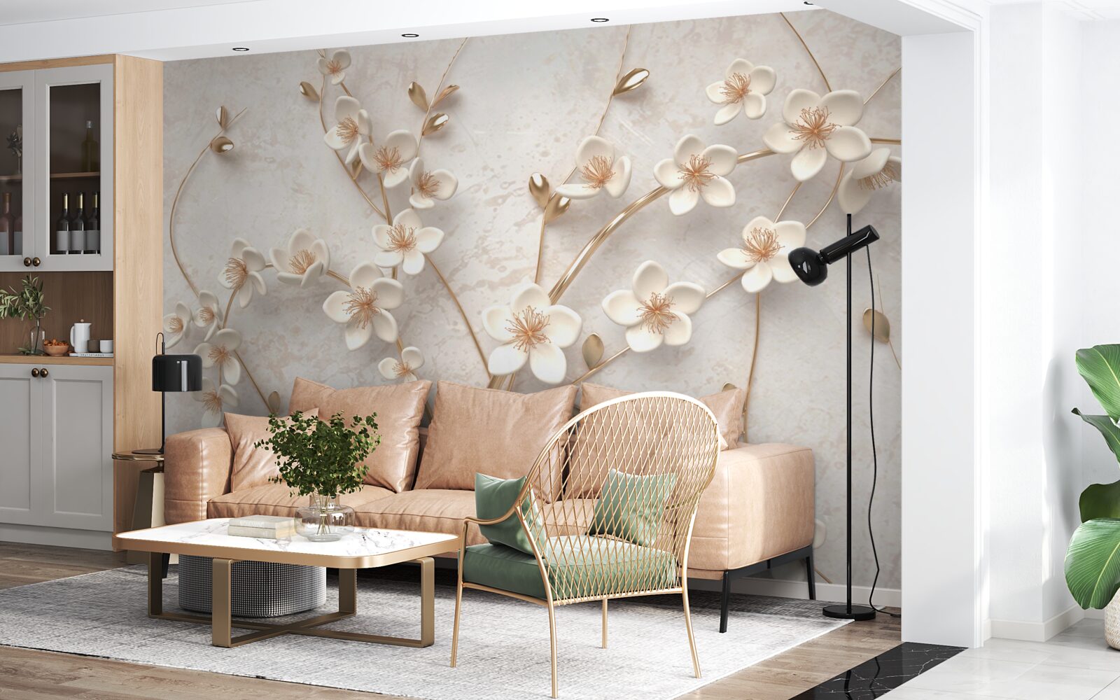 Fototapeta niekoľko konárov s bielymi kvetmi magnólie