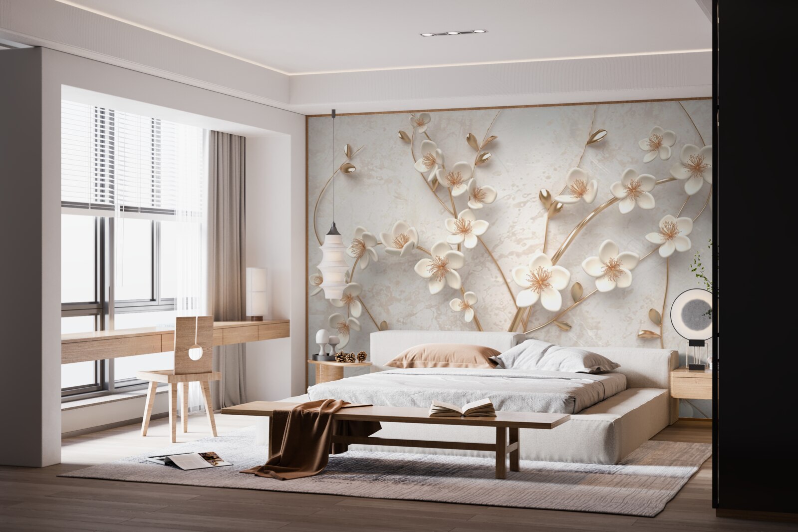 Fototapeta niekoľko konárov s bielymi kvetmi magnólie