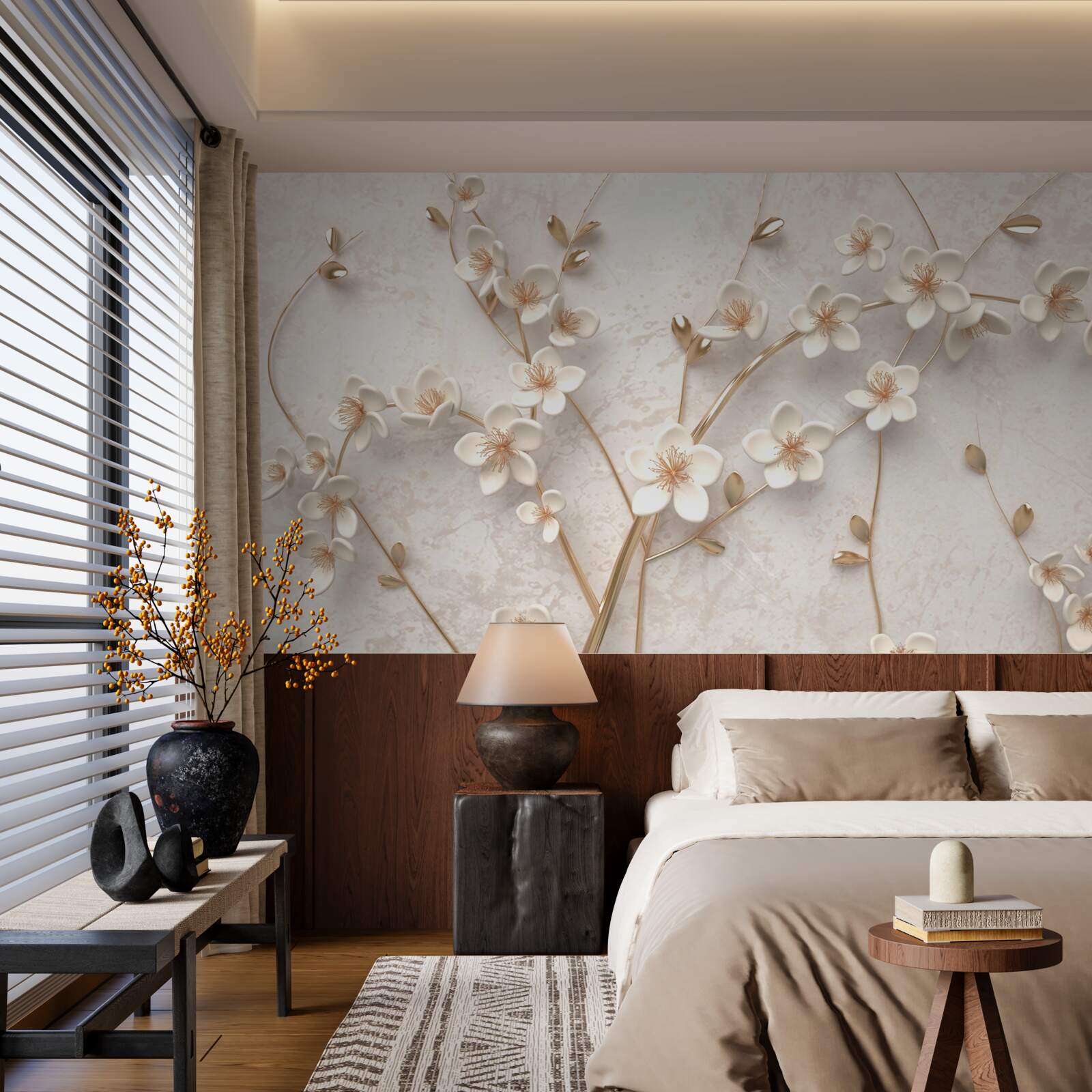 Fototapeta niekoľko konárov s bielymi kvetmi magnólie