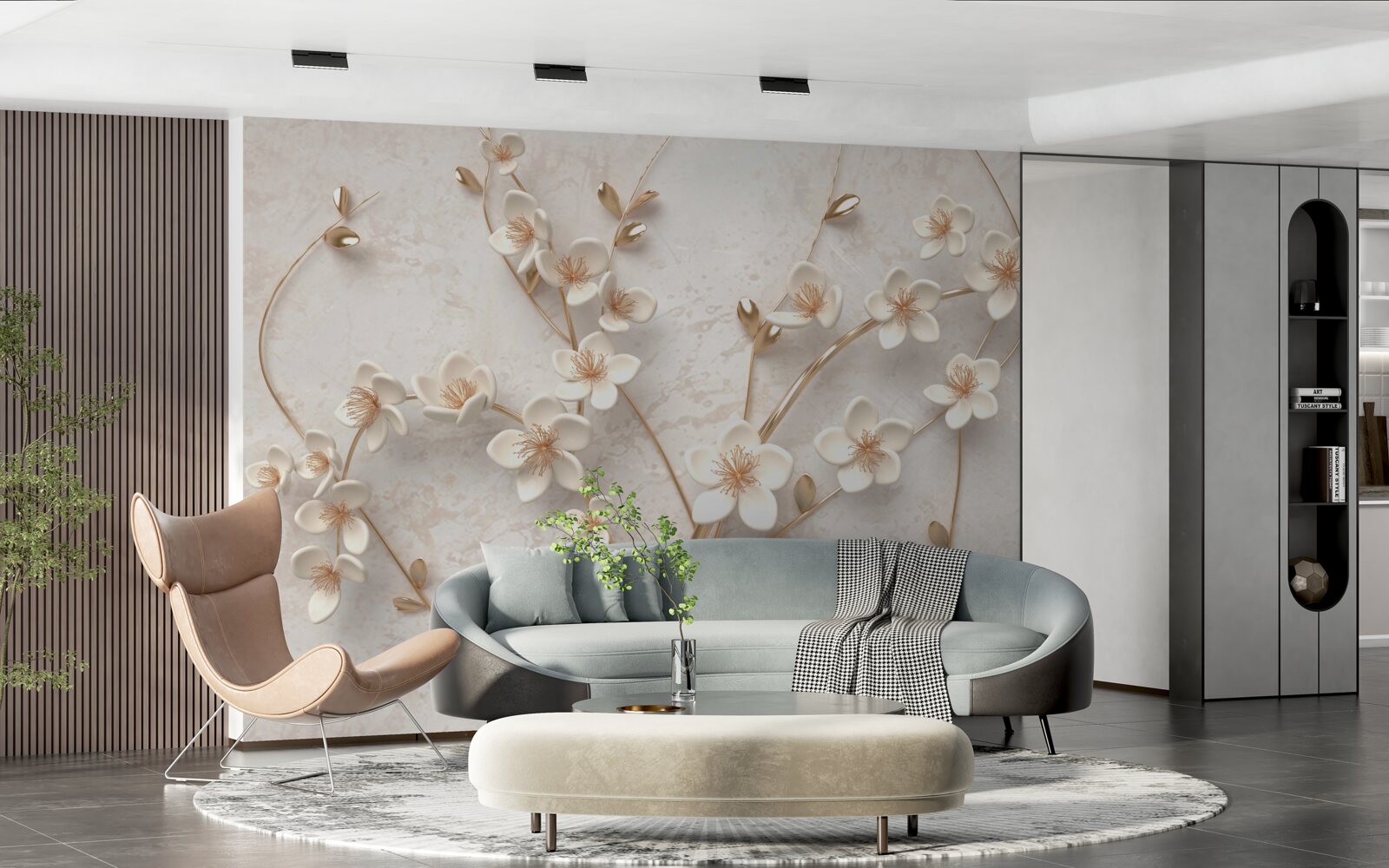 Fototapeta niekoľko konárov s bielymi kvetmi magnólie