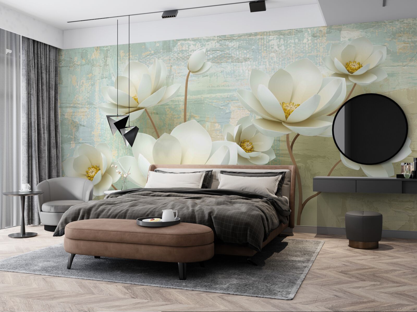 Fototapeta konáre magnólie kvitnú na bielo