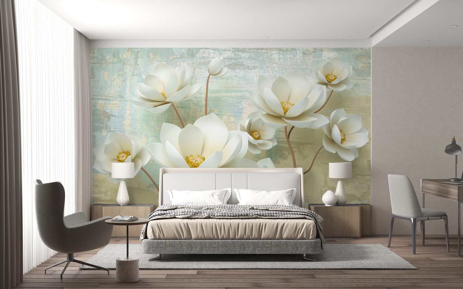 Fototapeta konáre magnólie kvitnú na bielo