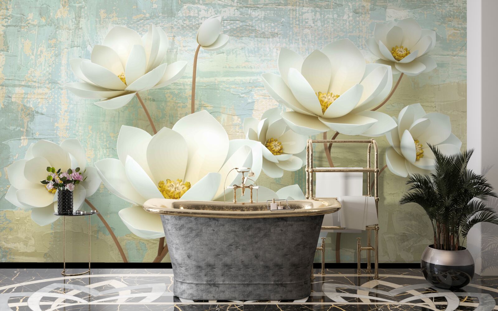 Fototapeta konáre magnólie kvitnú na bielo