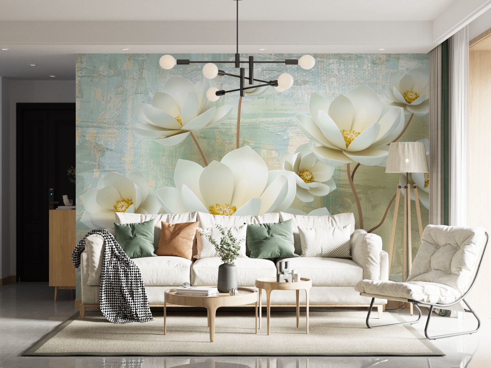 Fototapeta konáre magnólie kvitnú na bielo