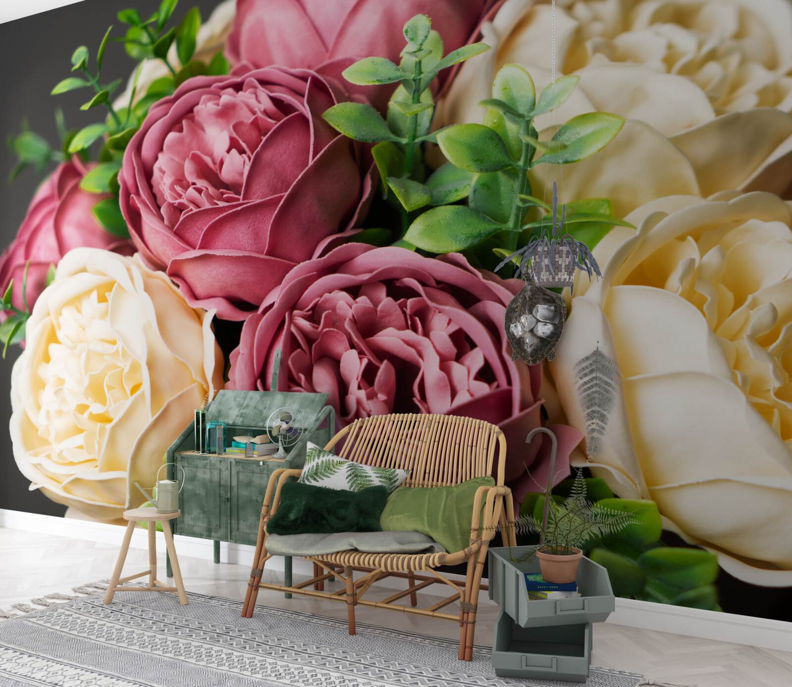 Fototapeta kytica s ružou vo farbe pivónie