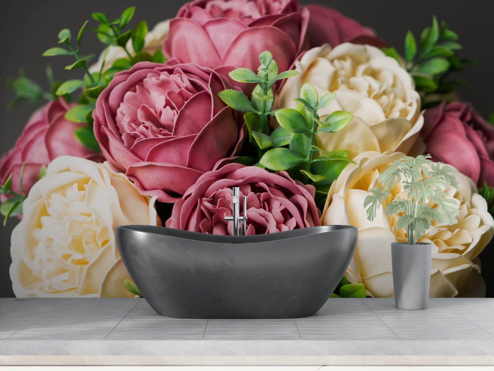 Fototapeta kytica s ružou vo farbe pivónie