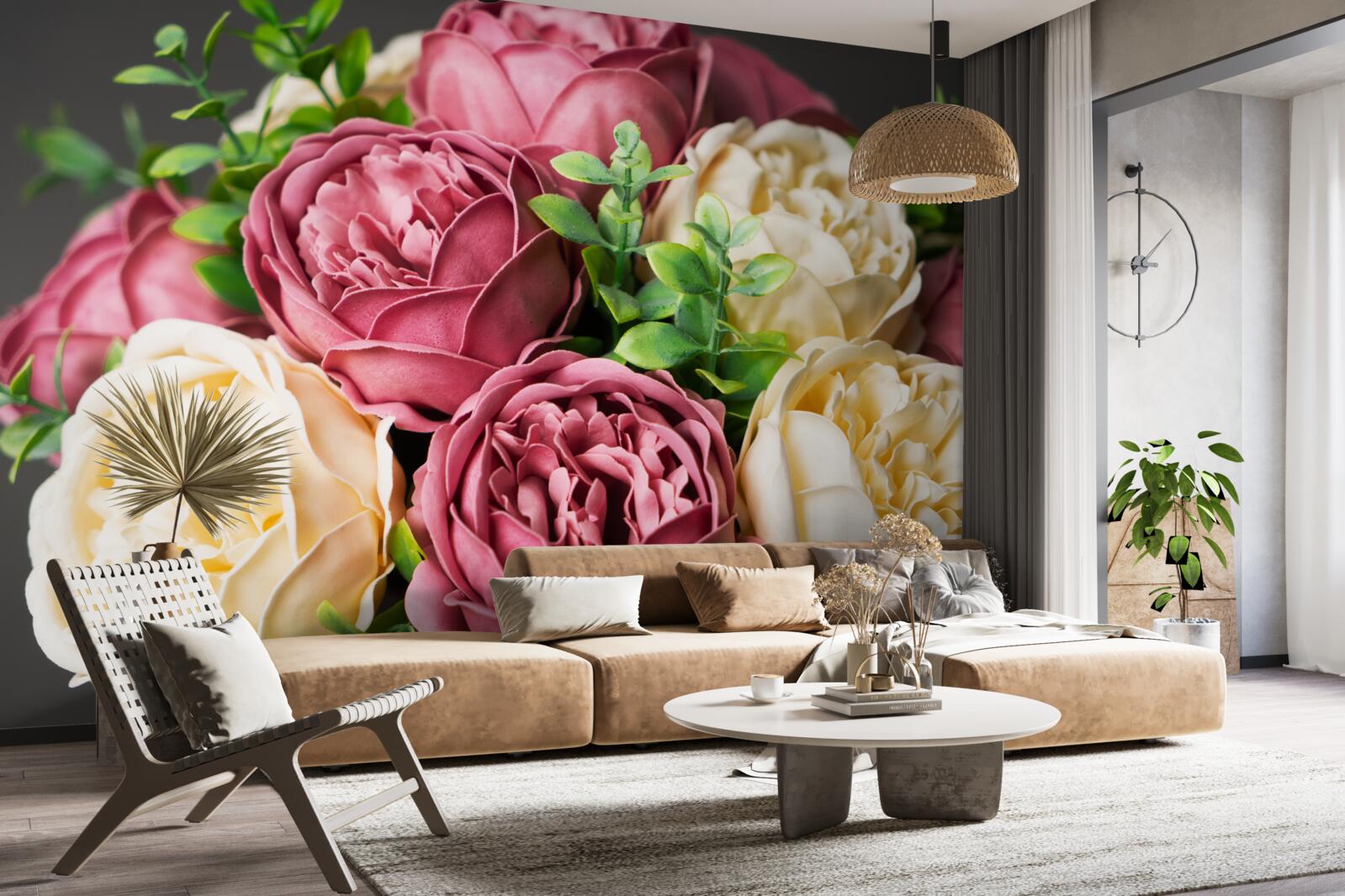 Fototapeta kytica s ružou vo farbe pivónie