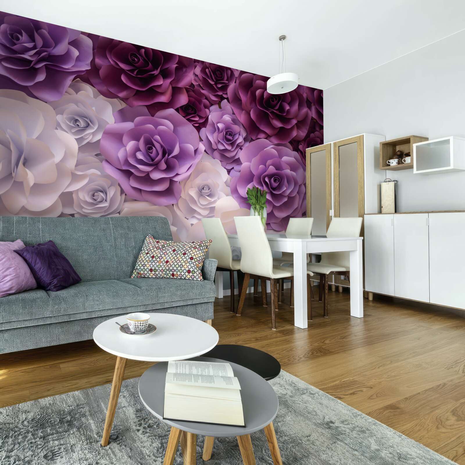 Fototapeta kompozícia vyrobená z hodvábnych kvetov