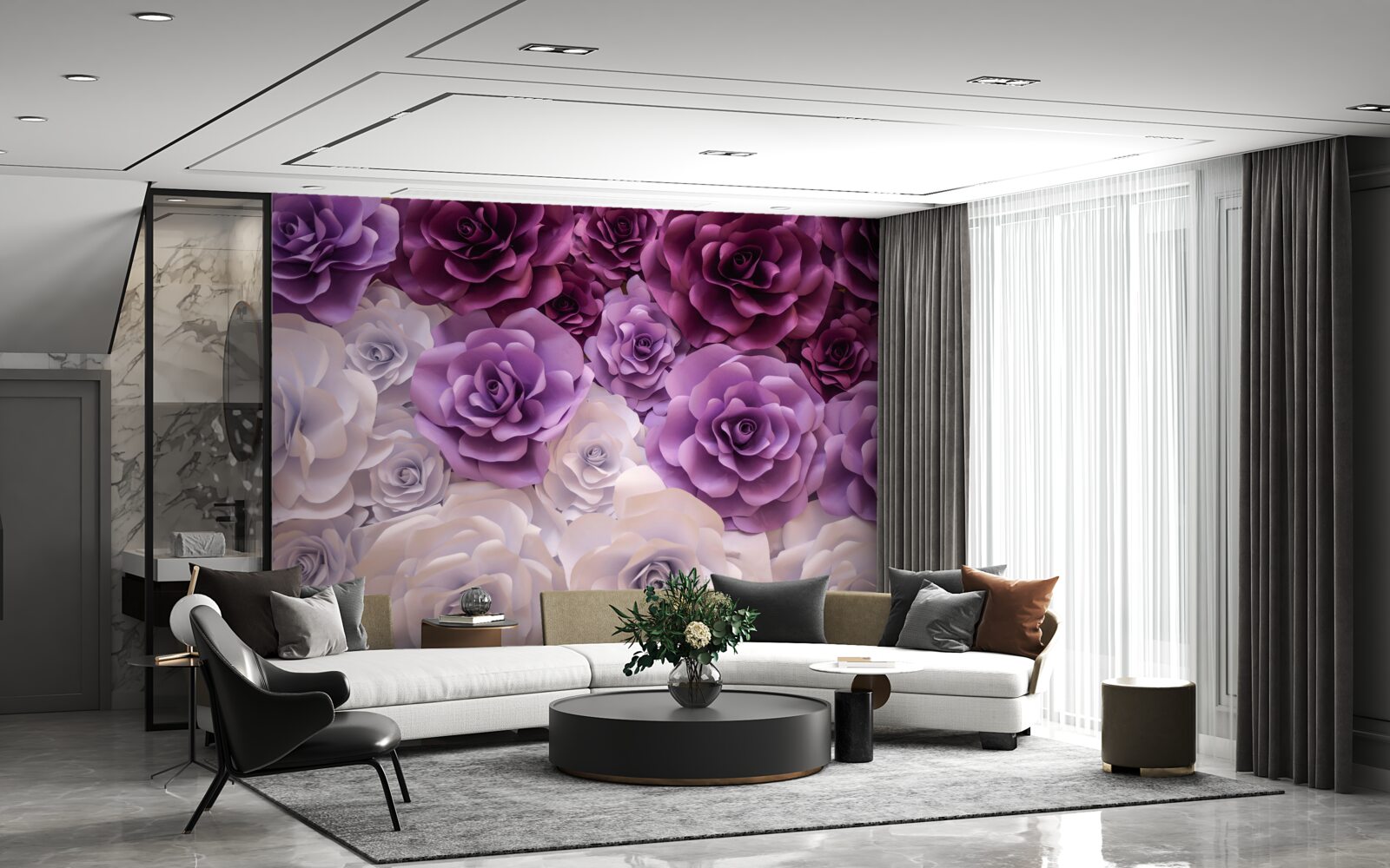 Fototapeta kompozícia vyrobená z hodvábnych kvetov