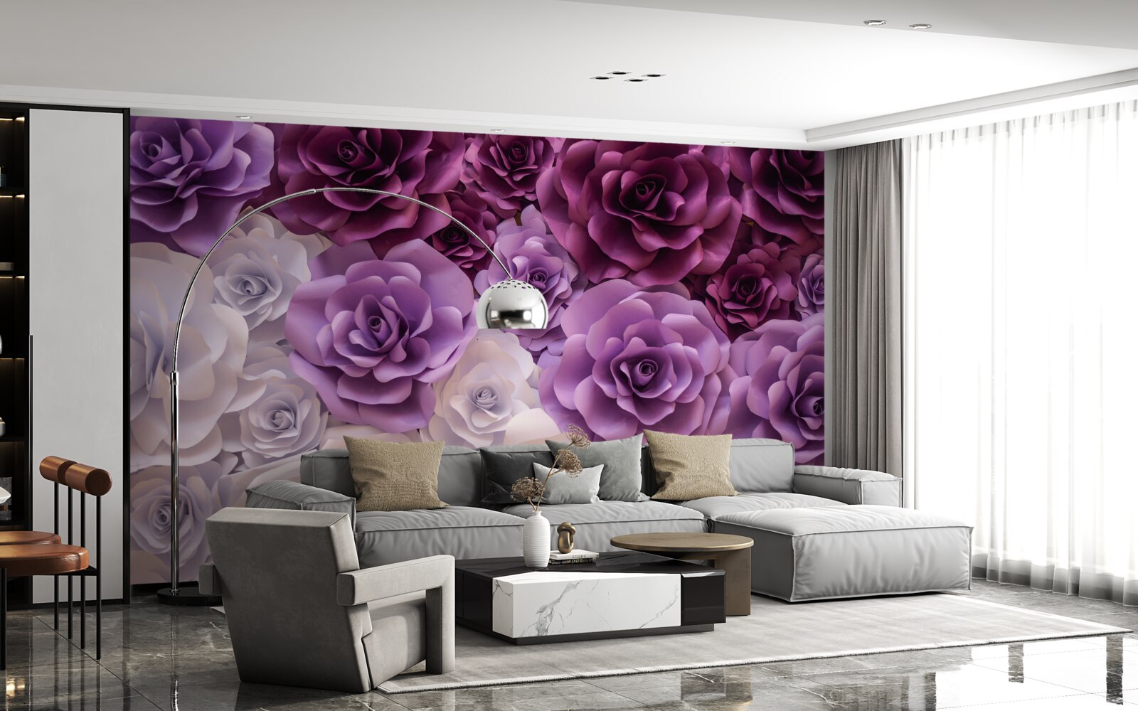 Fototapeta kompozícia vyrobená z hodvábnych kvetov