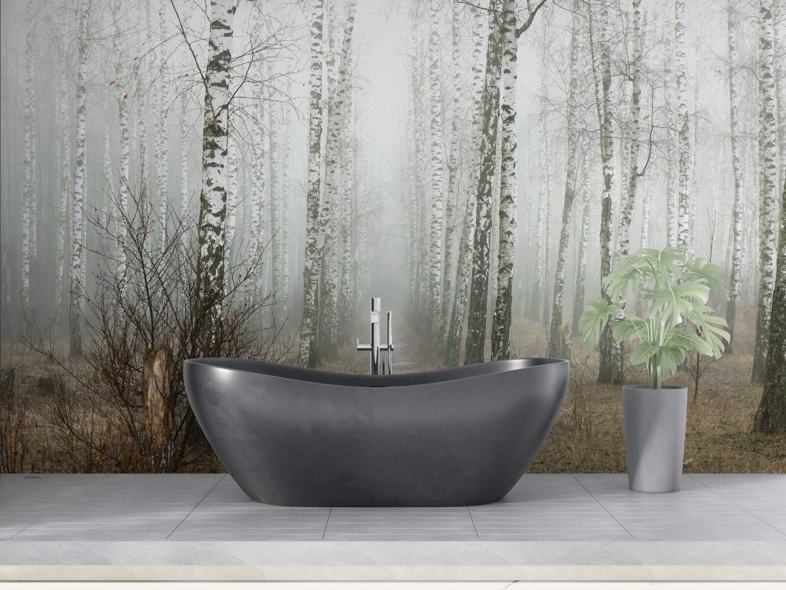 Fototapeta Cesta hmlistým lesom plným briez