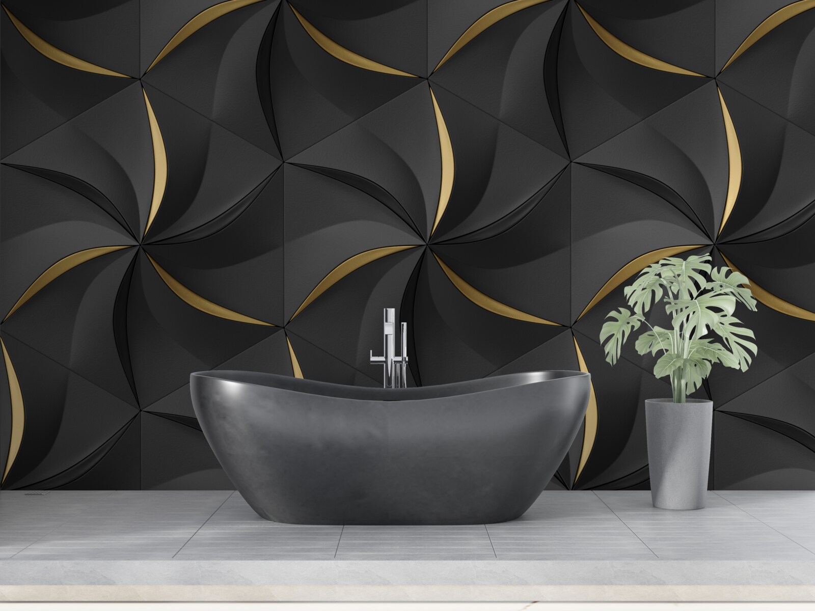 Fototapeta zlaté špirály na čiernom pozadí