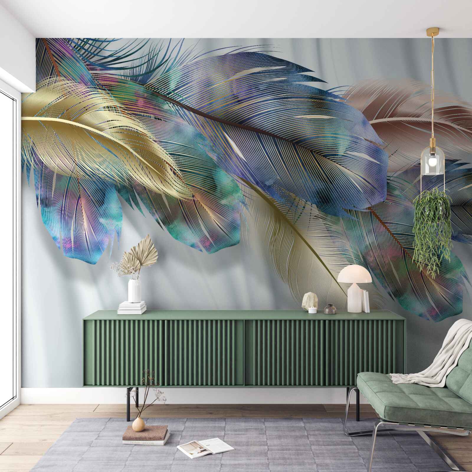 Fototapeta extravagantné perie na čisto bielom pozadí