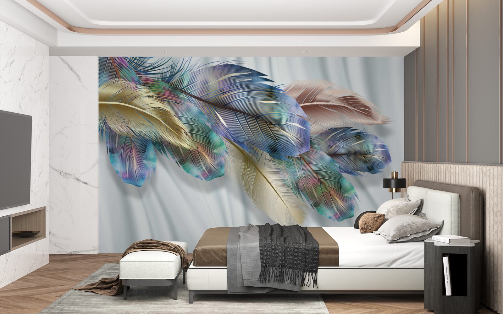 Fototapeta extravagantné perie na čisto bielom pozadí