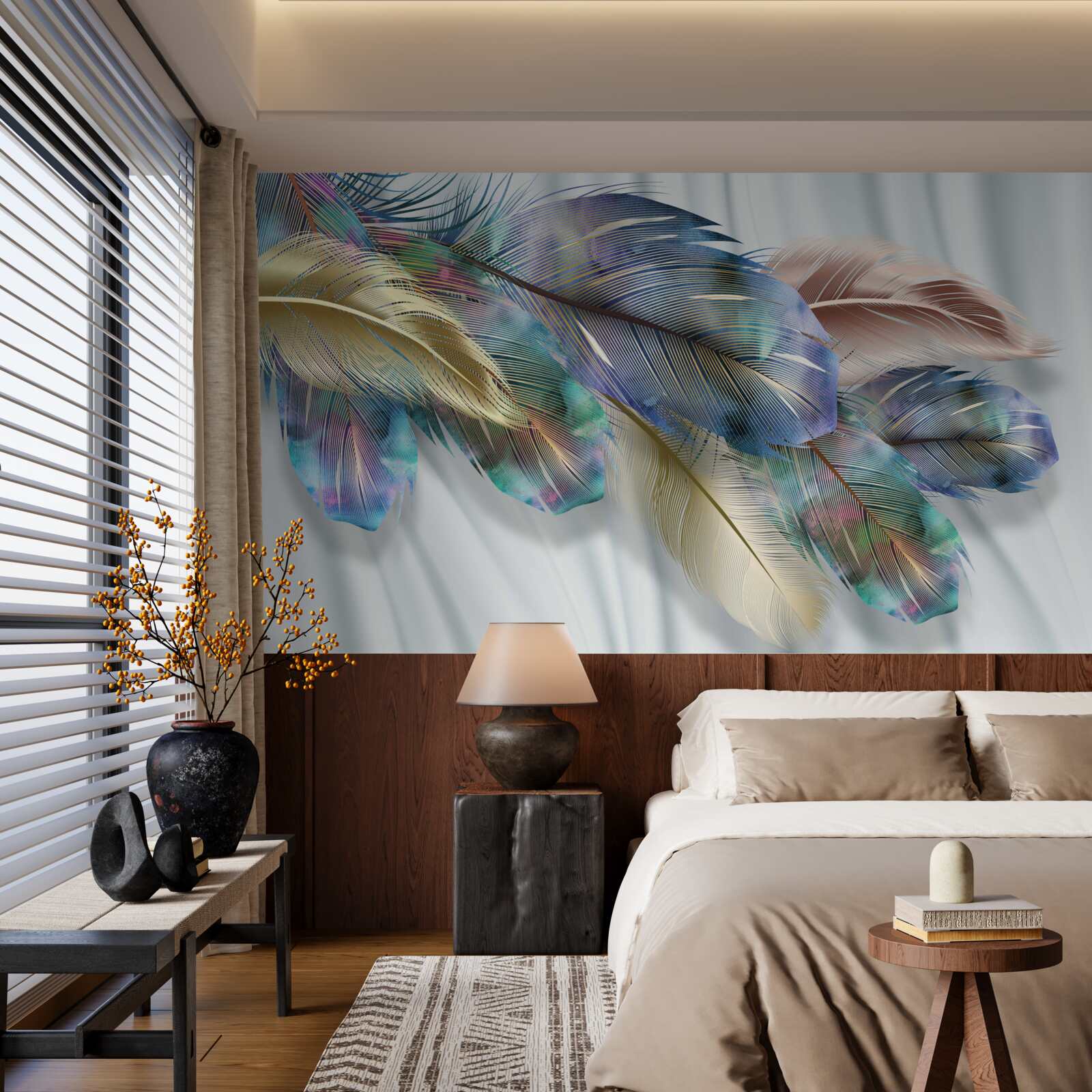 Fototapeta extravagantné perie na čisto bielom pozadí