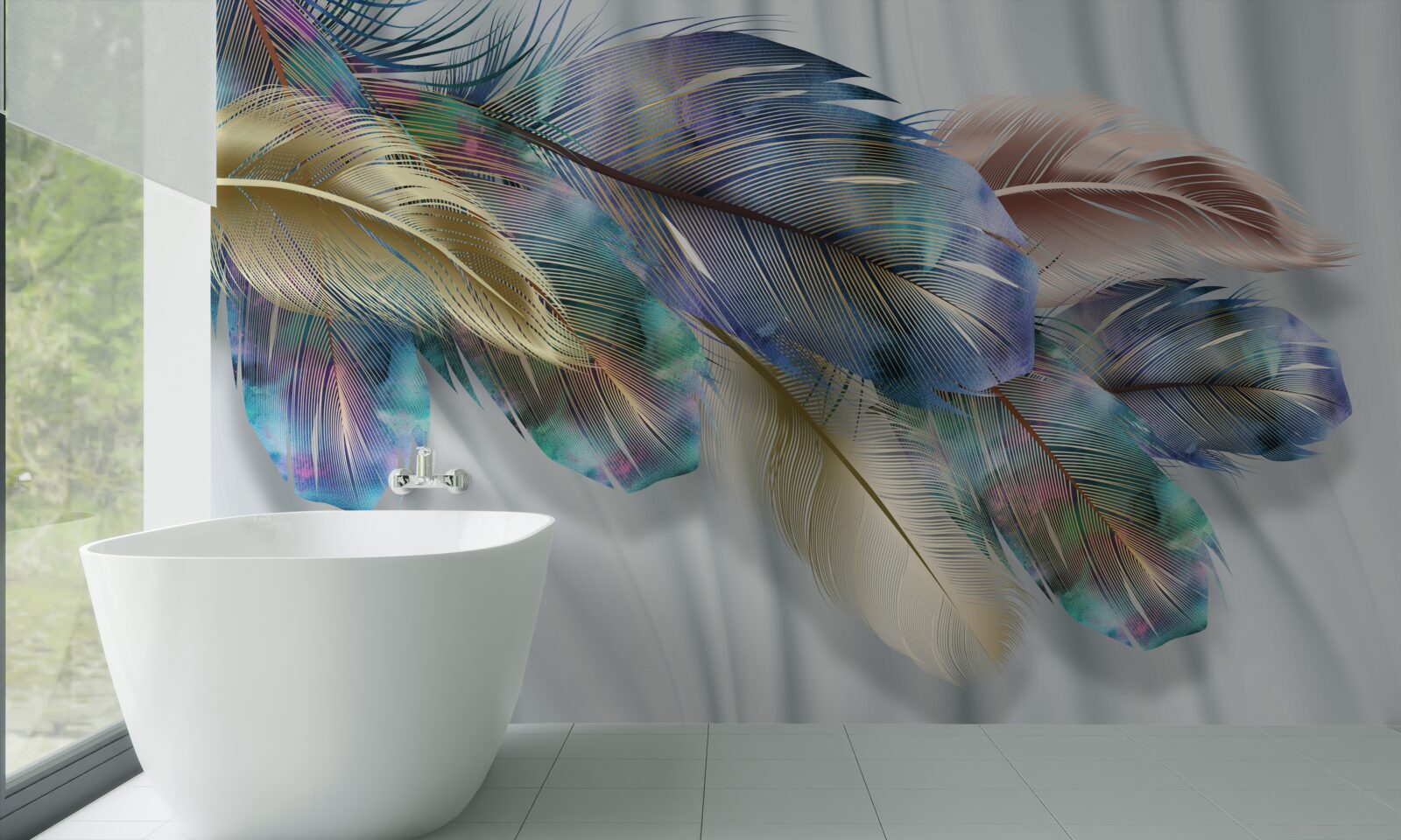 Fototapeta extravagantné perie na čisto bielom pozadí