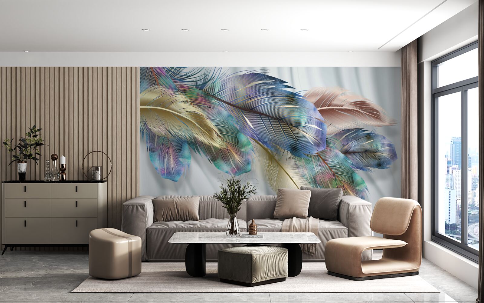 Fototapeta extravagantné perie na čisto bielom pozadí