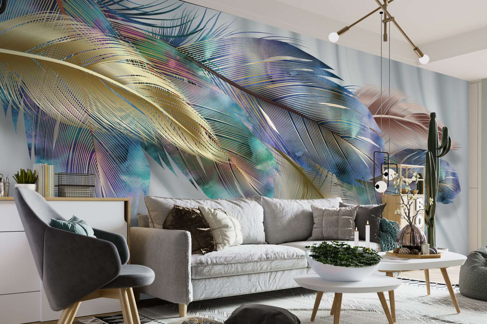 Fototapeta extravagantné perie na čisto bielom pozadí