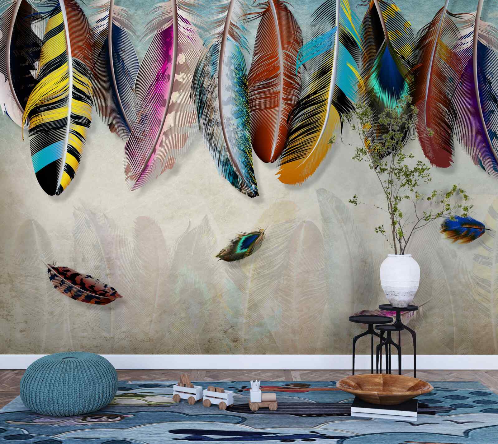 Fototapeta štýlové, dizajnérske svetlé perie