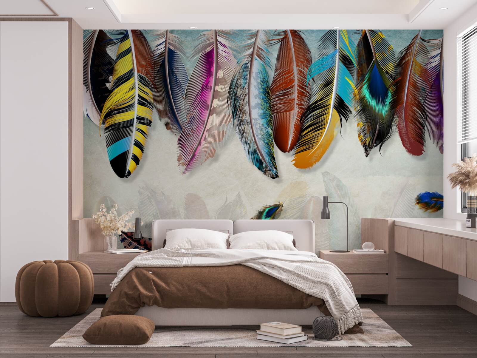 Fototapeta štýlové, dizajnérske svetlé perie