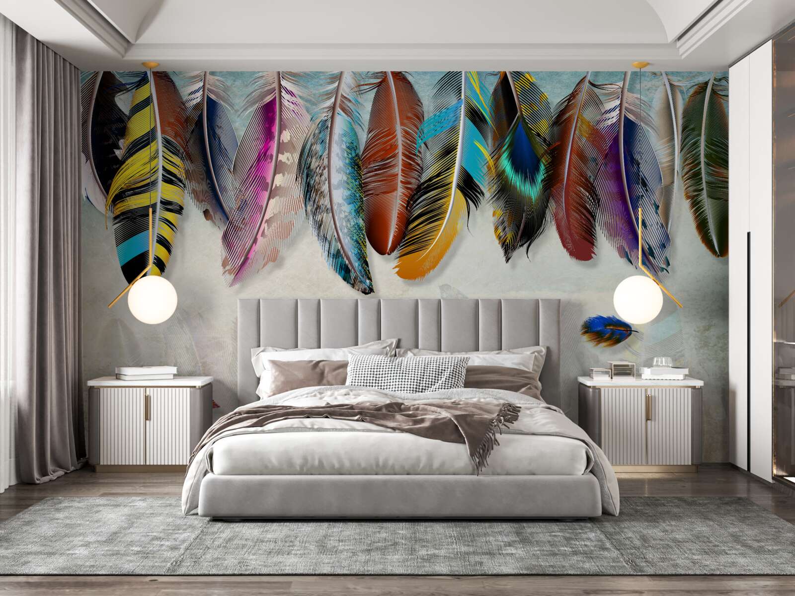 Fototapeta štýlové, dizajnérske svetlé perie