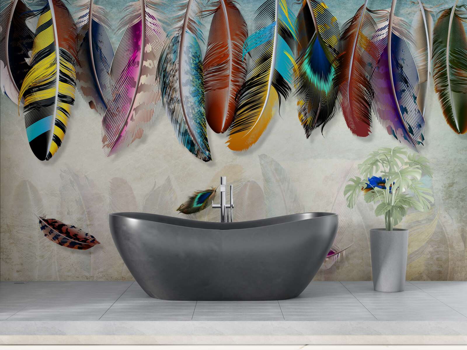 Fototapeta štýlové, dizajnérske svetlé perie