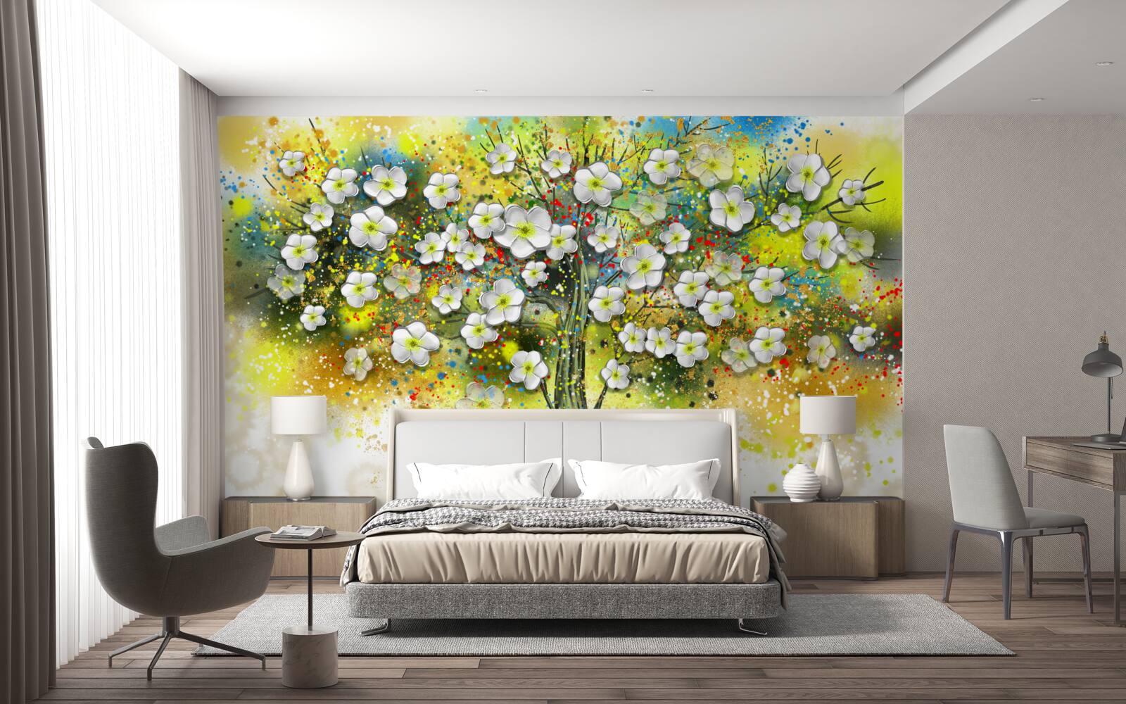 Fototapeta kvitnúci, sviežo zelený strom