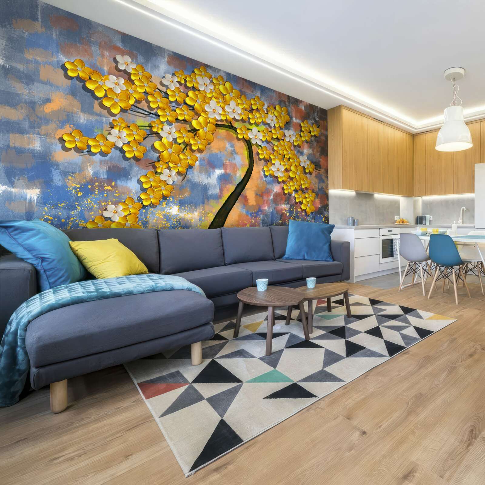 Fototapeta jesenné odtiene žltej na konároch stromov