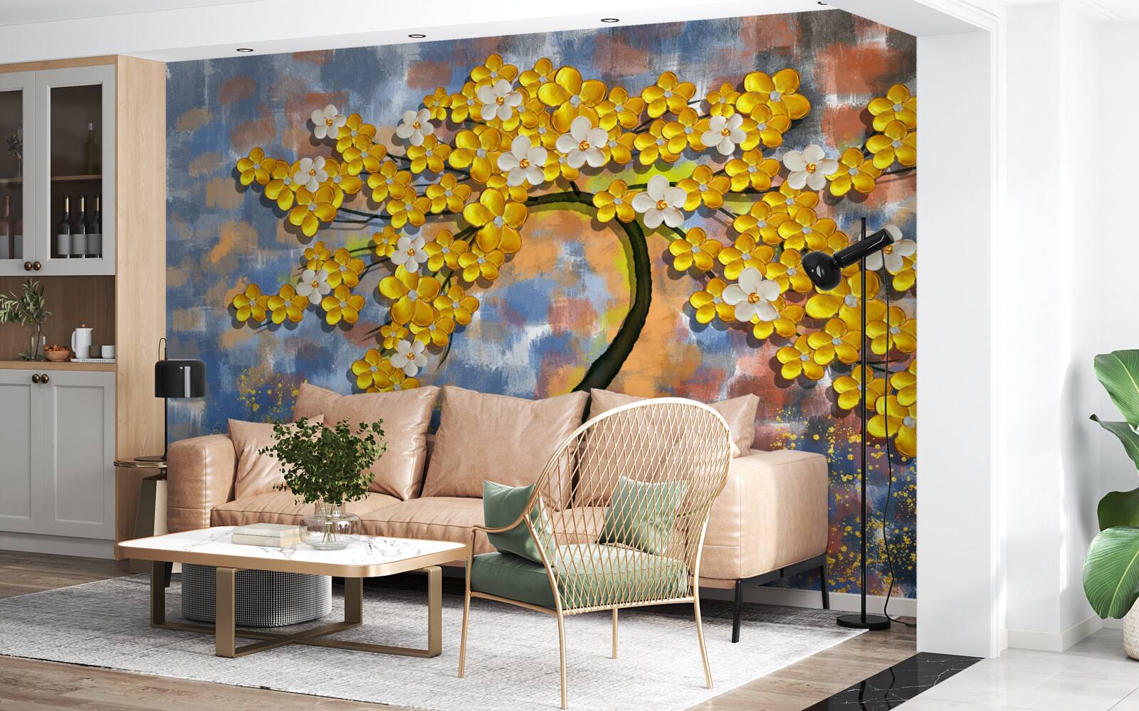 Fototapeta jesenné odtiene žltej na konároch stromov