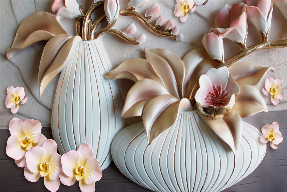 Fototapeta rôzne vázy s bielou orchideou