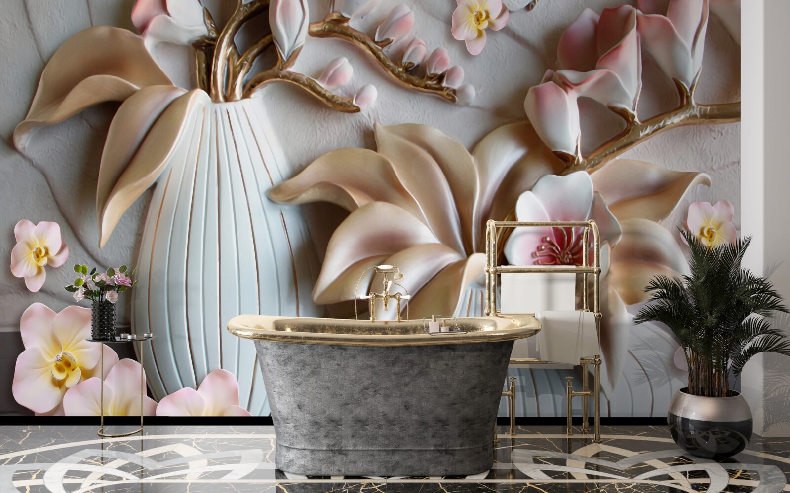 Fototapeta rôzne vázy s bielou orchideou