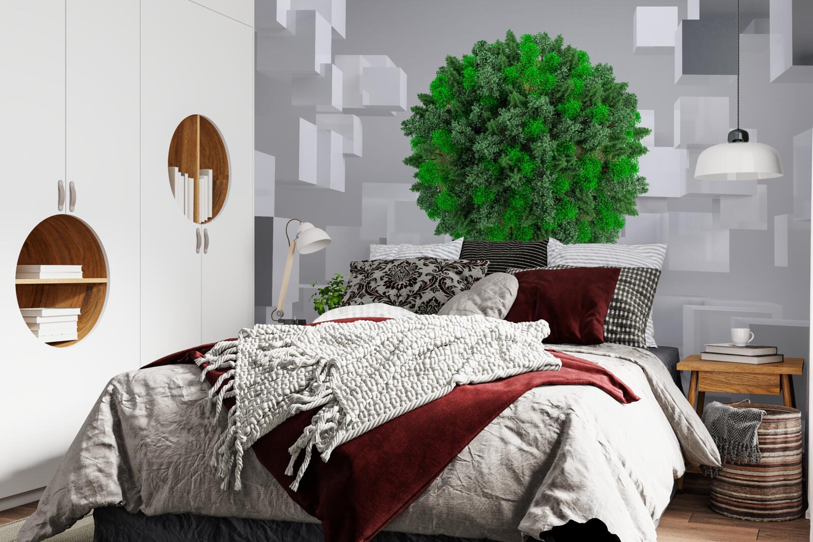 Fototapeta geometrická mapa pokrytá zeleným plášťom rastlín